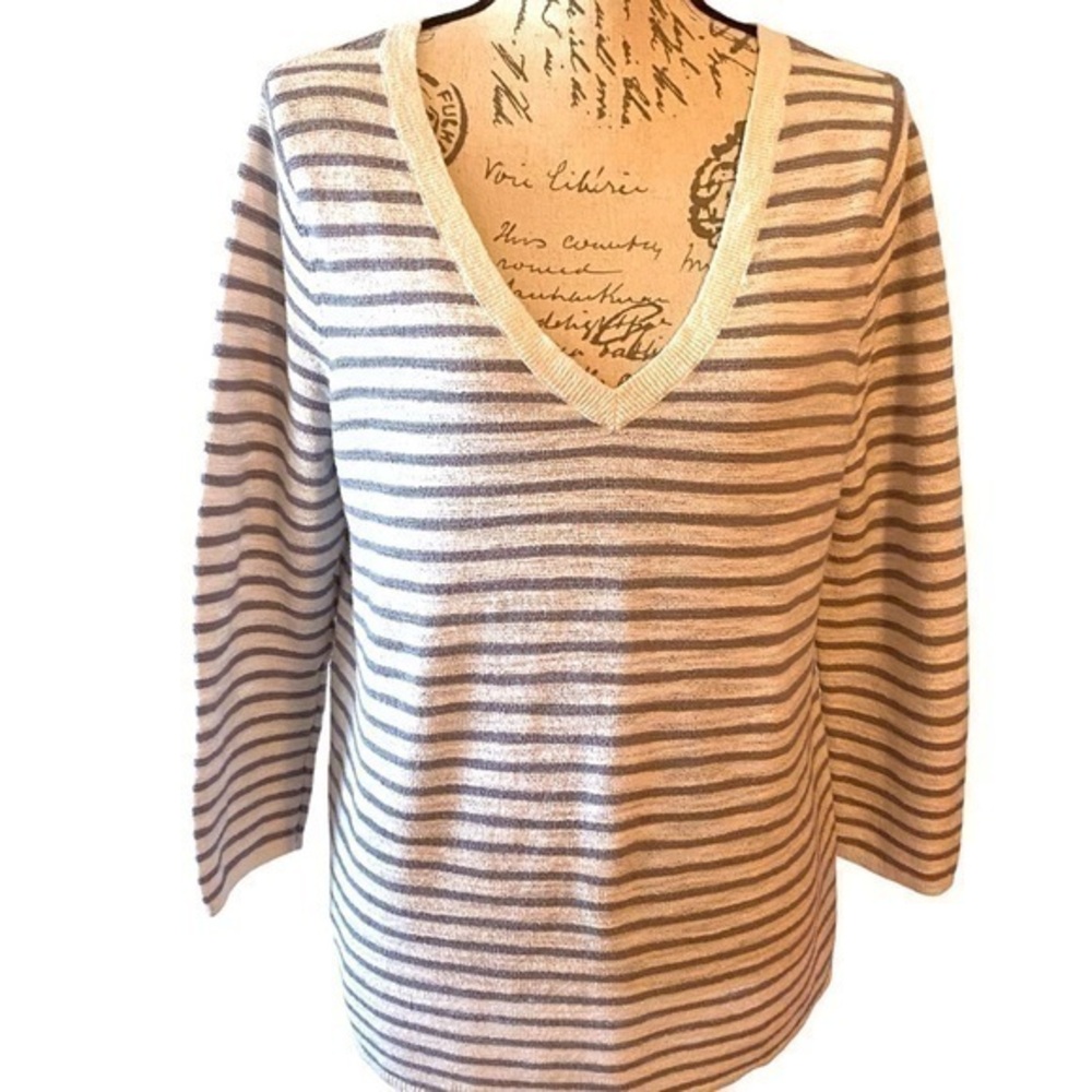 Loft Blue and White Striped Sweater Size L